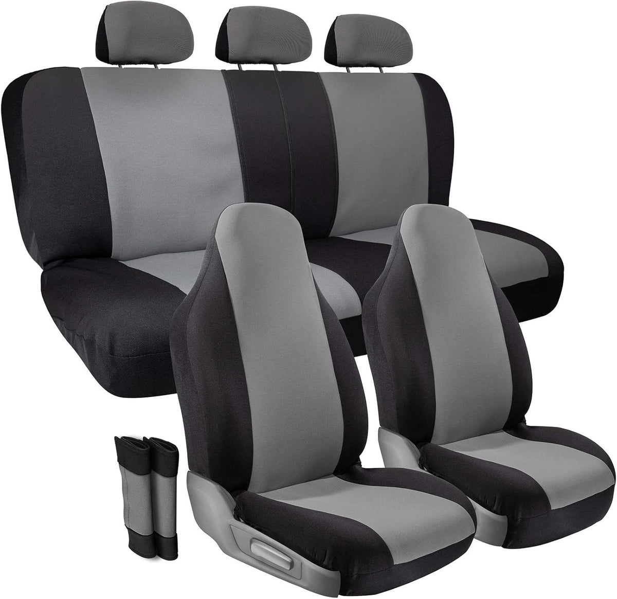 PU Leather Solid Beige Car Seat Cover Full Set S432