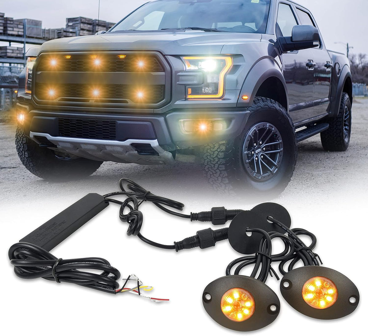Emergency Strobe Lights Flashing Signal Light Bulb for Grille Headlight Taillight Surface Mount (All White) N994119