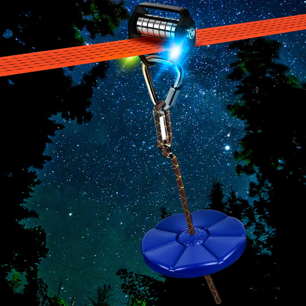 Zip Lines for Kids Outdoor Toys - Pulley Kits with 65 Ft Slackline, Maximum Load 330lb R29794