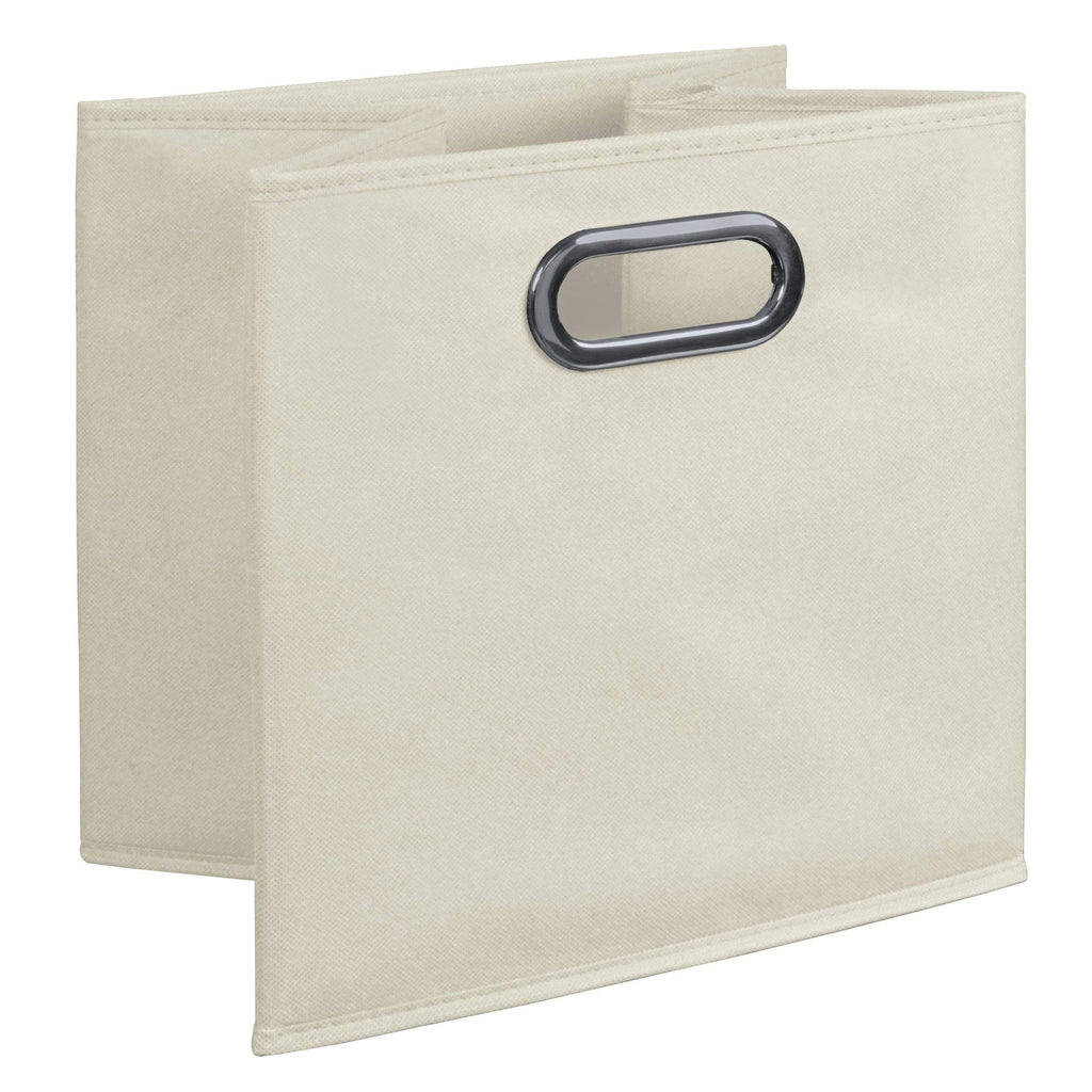 White Wood Grain Storage Set with 4 Cubes and 2 Canvas Bins O187471