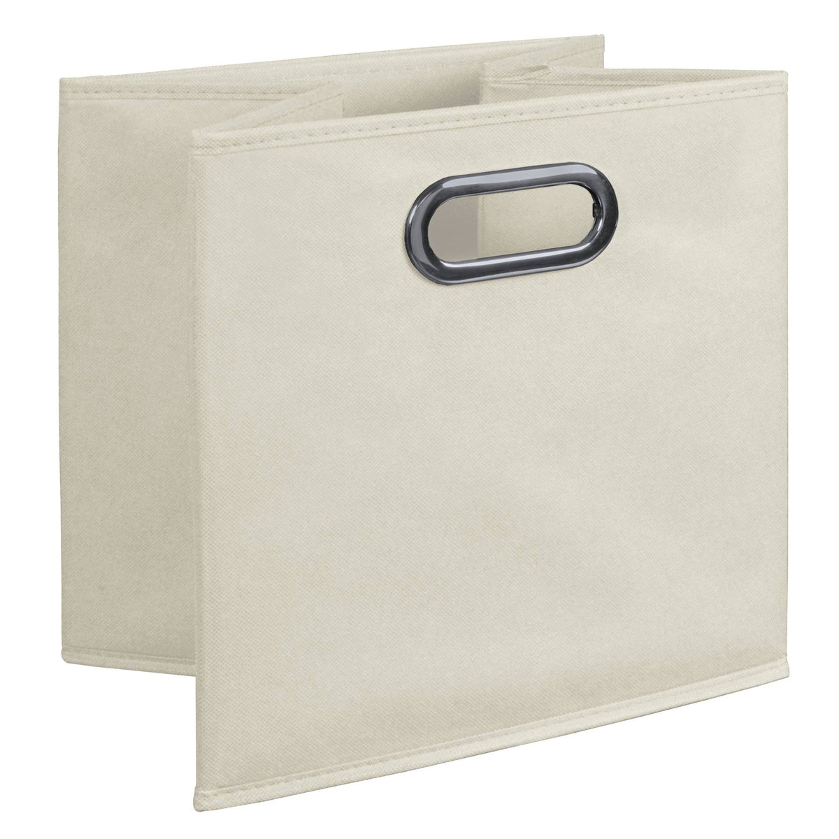 White Wood Grain Storage Set with 4 Cubes and 2 Canvas Bins O187471
