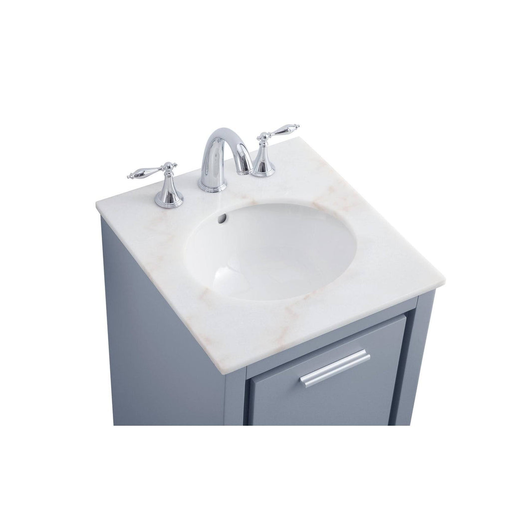 White 18 inch Bathroom Vanity Cabinet Set with Marble Top I710