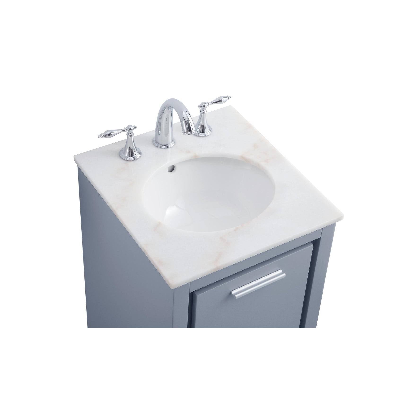 White 18 inch Bathroom Vanity Cabinet Set with Marble Top I710