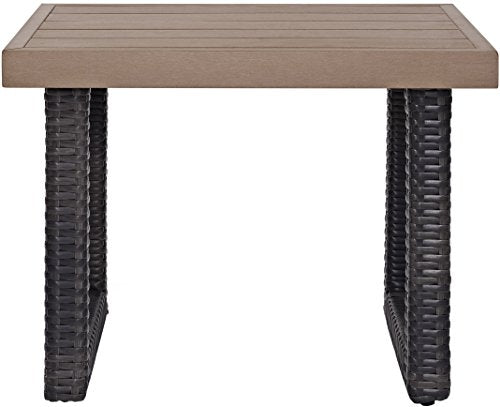 Brown Outdoor Wicker Side Table L2593
