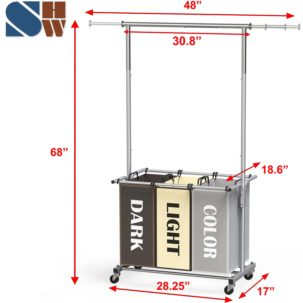 Garment Rack with 3 Bag Laundry Sorter Q583008