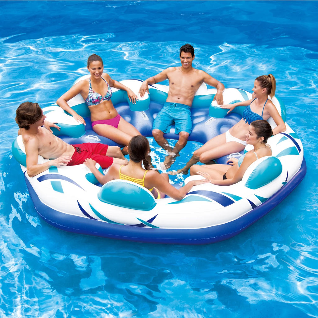 Inflatable 6 Person Party Pad Pool Float with Cupholders M870896