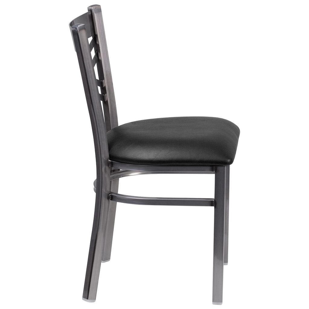Black Vinyl Seat Metal Restaurant Chair A36643