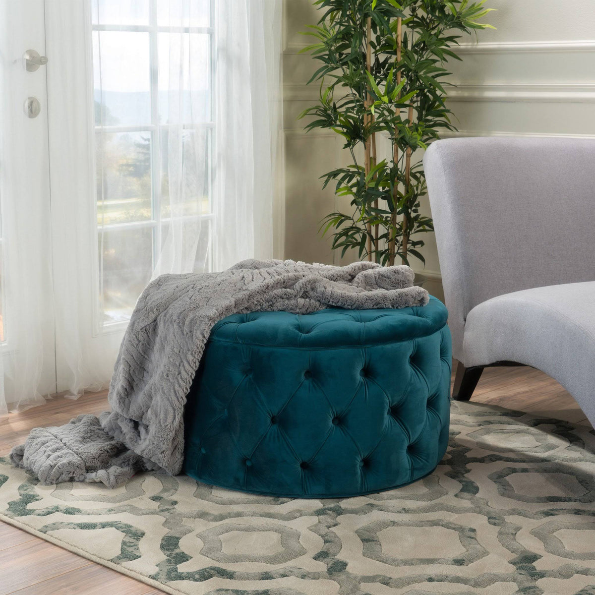 Purple Velvet Ottoman V292813