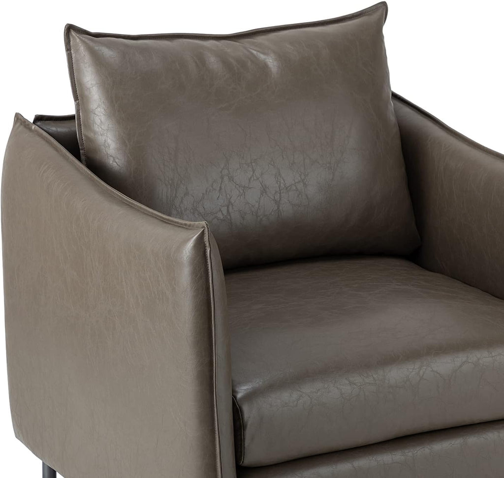Grey Faux Leather Armchair with Moveable Cushion J785931