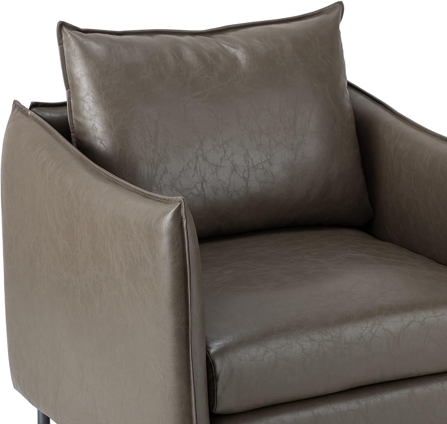 Grey Faux Leather Armchair with Moveable Cushion J785931