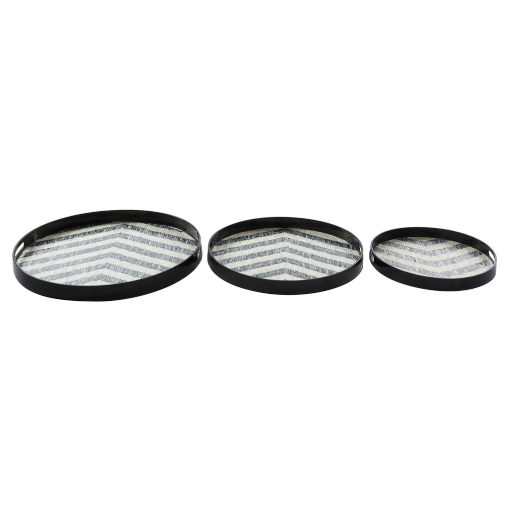Set of 3 Round Capiz Shell Serving Trays P300