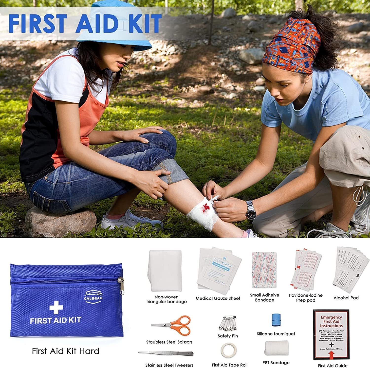 Car Emergency Kit with Air Compressor, Jumper Cable, Tow Strap, Safety Hammer, First Aid Kit O5239