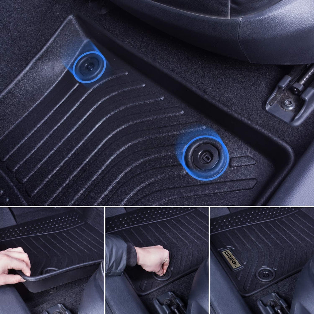Black Front and Rear Car Mats for Honda Pilot 8 Seats D532