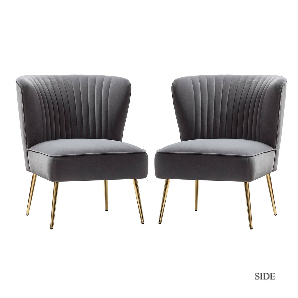Grey Gold Legs Side Chair Set of 2 X97922