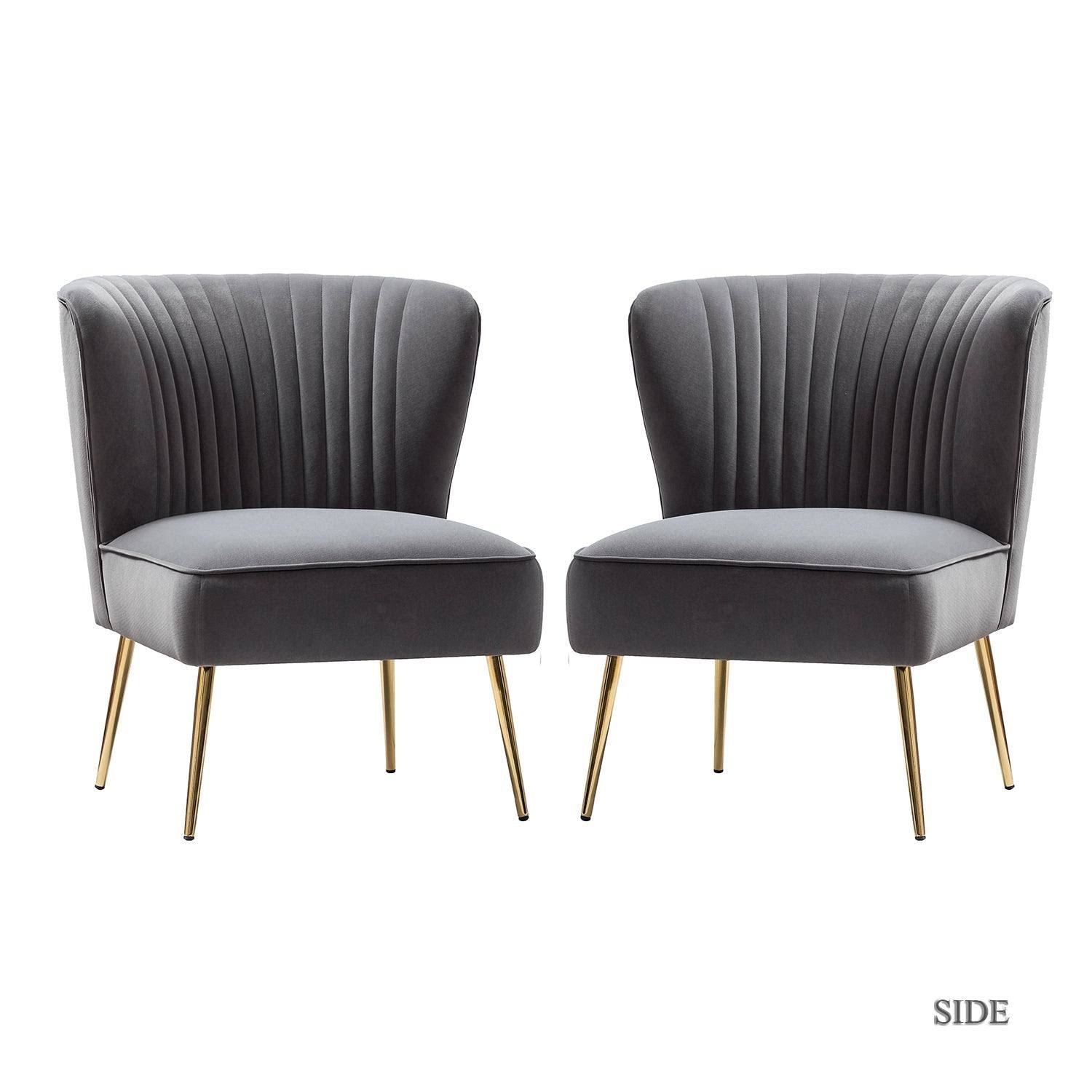 Grey Gold Legs Side Chair Set of 2 X97922