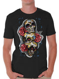 Three Sugar Skulls and Roses T-shirt H6821