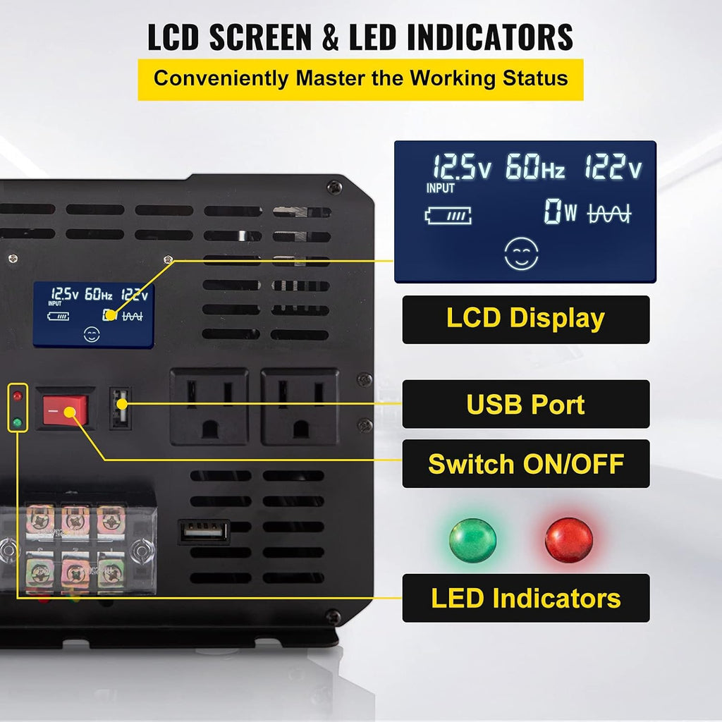 6000W Modified Sine Wave Power Inverter with LCD Display B7118