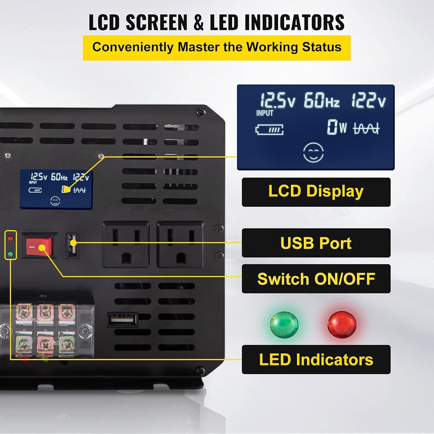 6000W Modified Sine Wave Power Inverter with LCD Display B7118