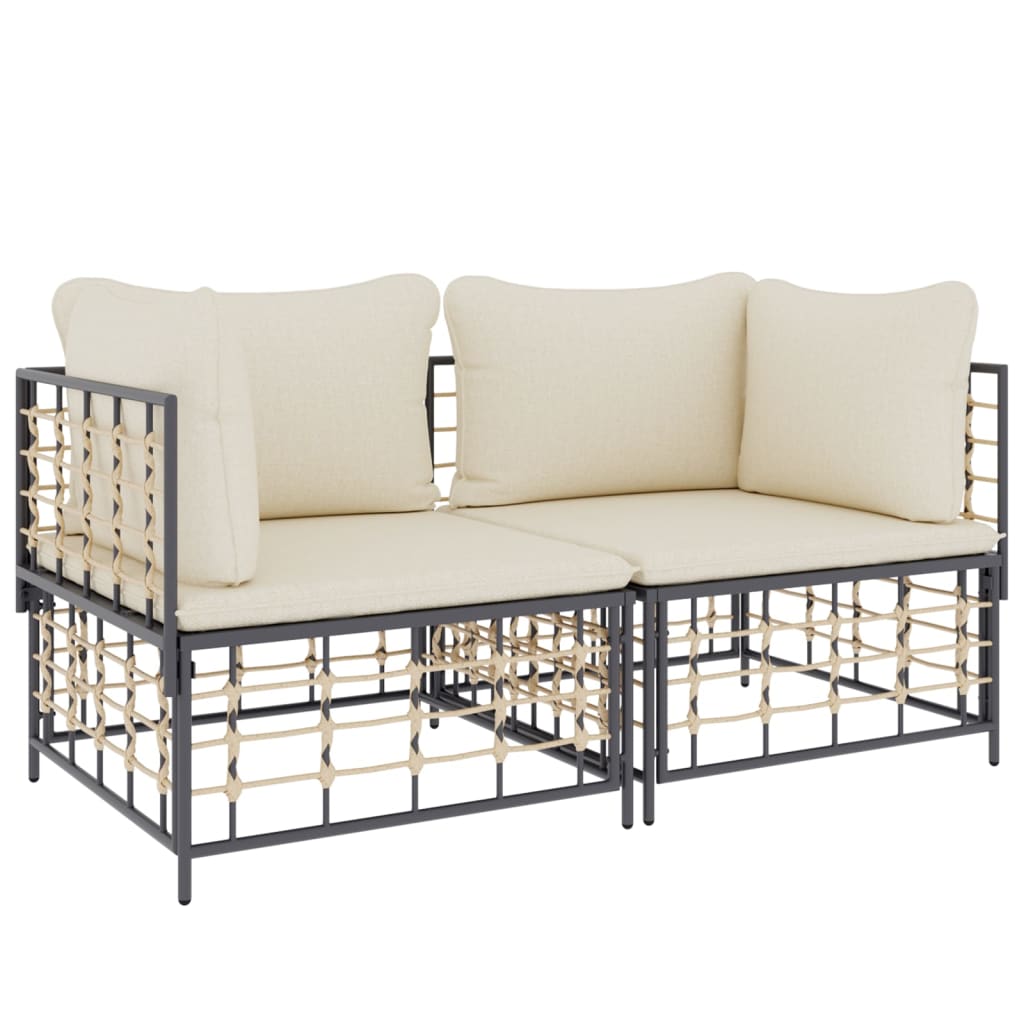 Sectional Corner Sofa with Cushions 2 pcs Poly Rattan V527077