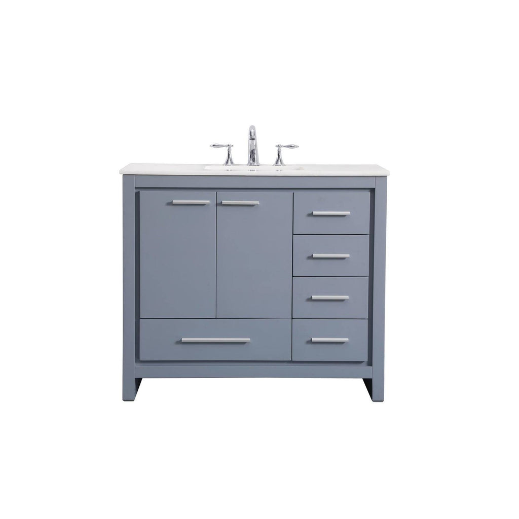 White 18 inch Bathroom Vanity Cabinet Set with Marble Top I710