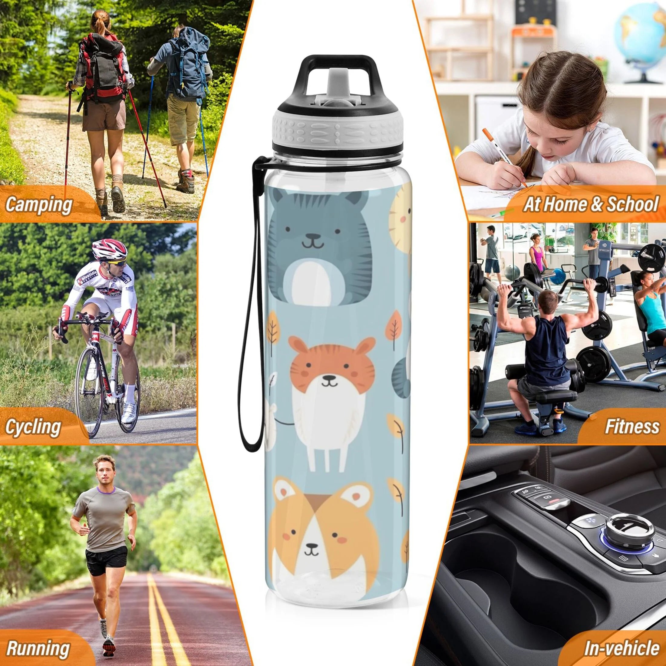 32oz Leakproof Tritan Sports Water Bottle with Straw U394