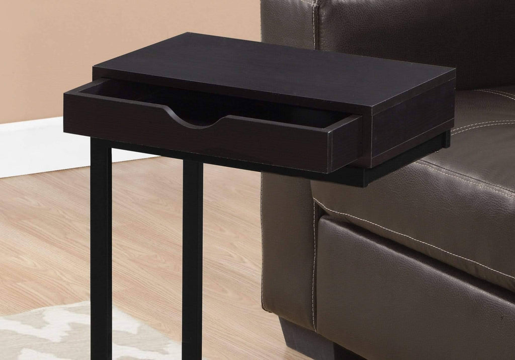 Cappuccino Particle Board and Black Metal Accent Table U107
