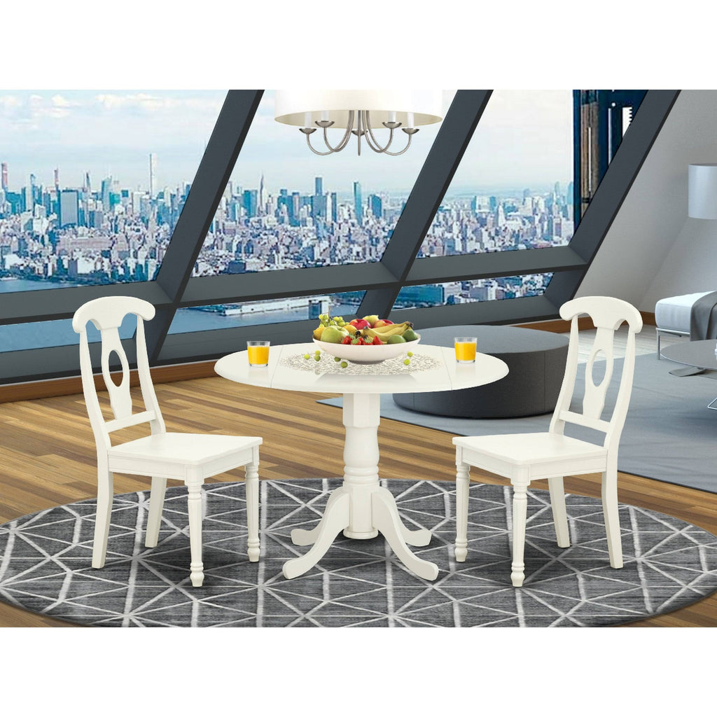 3PC Round Table with Two 9-Inch Drop Leaves and 2 Panel Back Chairs Y572