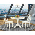 3PC Round Table with Two 9-Inch Drop Leaves and 2 Panel Back Chairs Y572