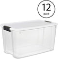 70 Quart Ultra Latch Storage Box with White Lid & Clear Base (12 Pack) W42413