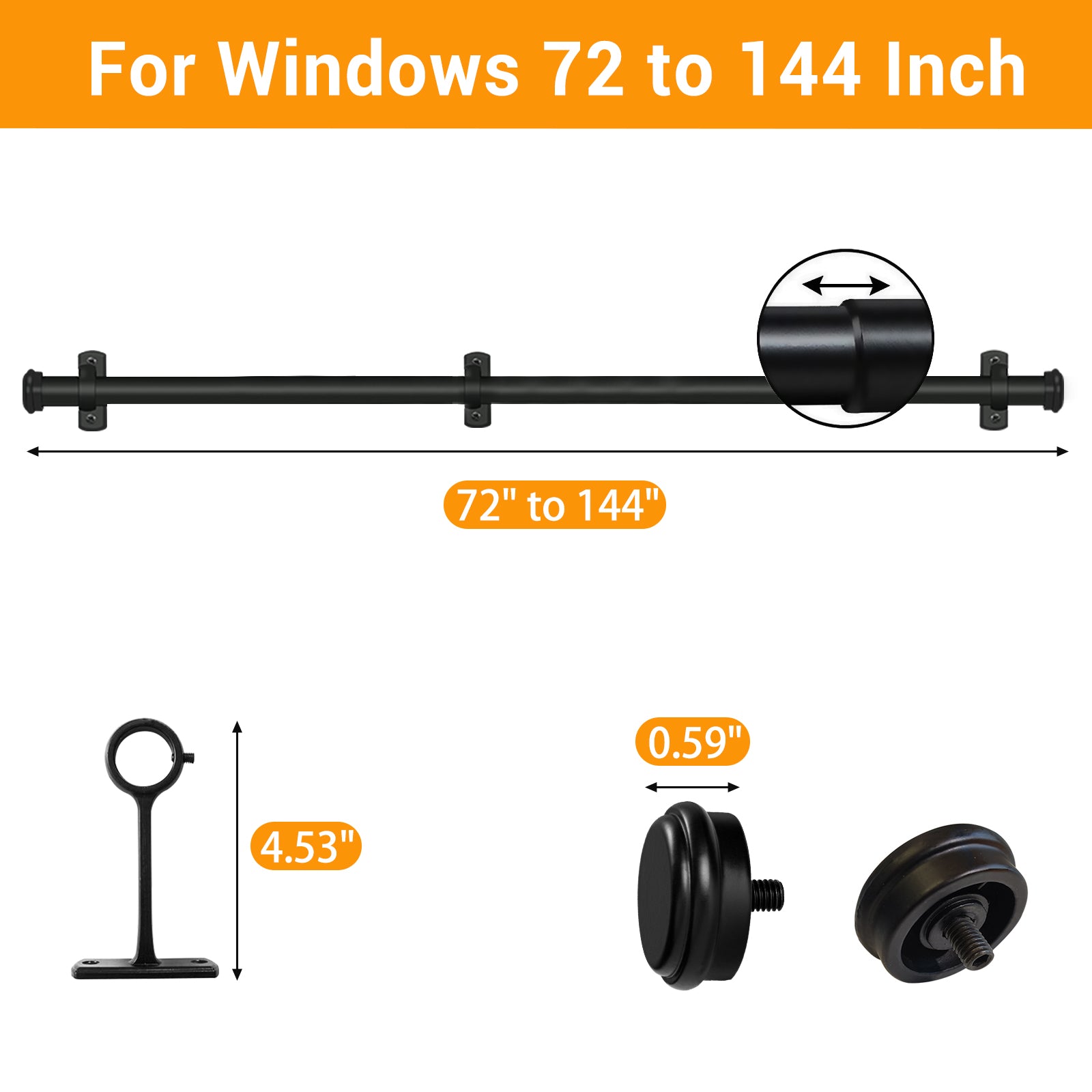 Black Adjustable Industrial Curtain Rod P1321