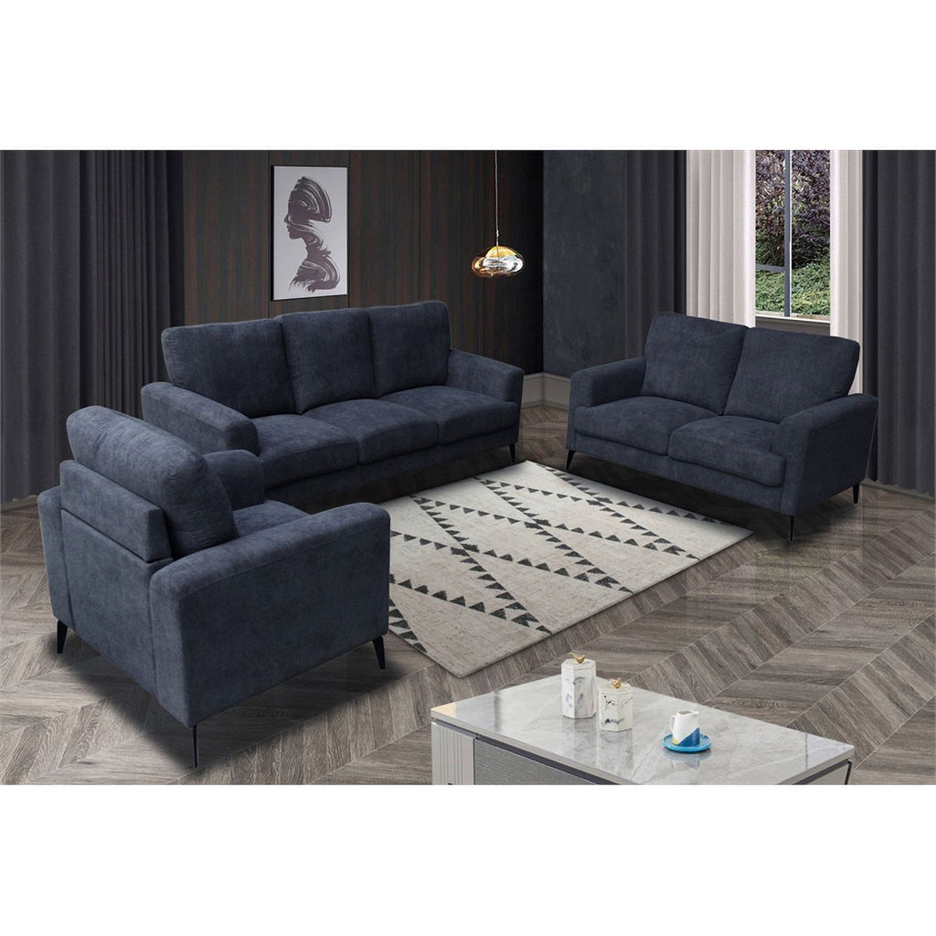 Black Chenille Sofa Loveseat Chair Set V667