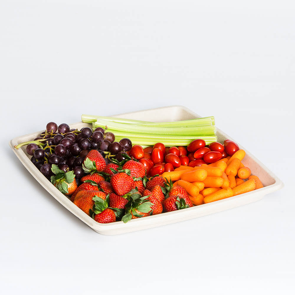 Beige 14 x 14 inch Square Food Platter Tray, 25/Case L37709