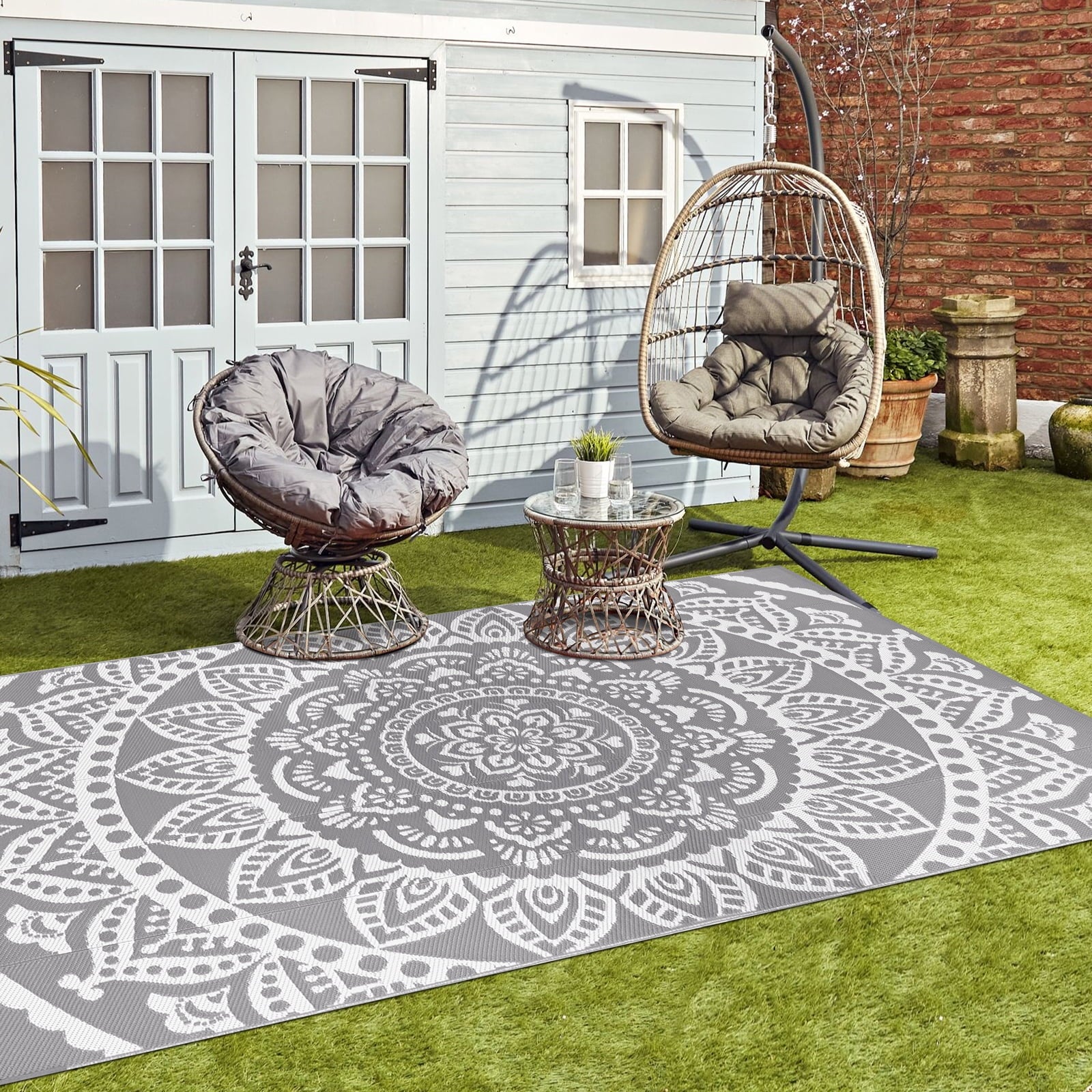 6'x 9' Reversible Outdoor Plastic Straw Camping Rug N1075