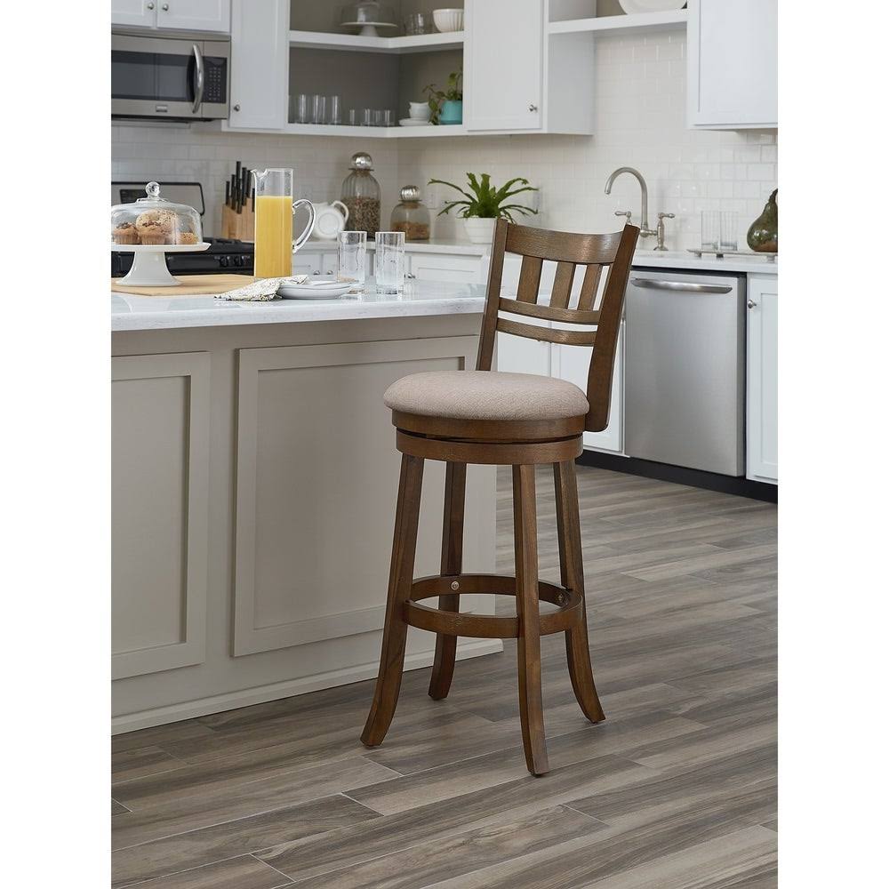 Burnt Brown Swivel Stool with Slatted Back X13038