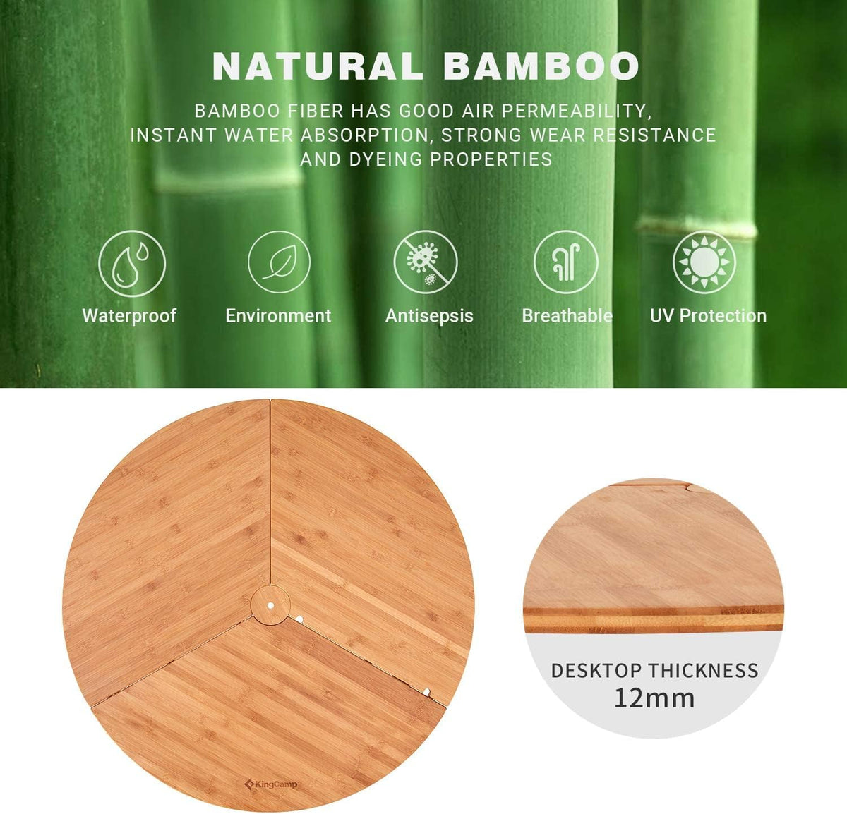 Bamboo Round Folding Table with Carry Bag J711446