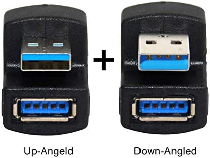1 Set Up & Down Angled USB 3.0 Adapter A Male to Female Extension 180 Degree 5Gbps E409
