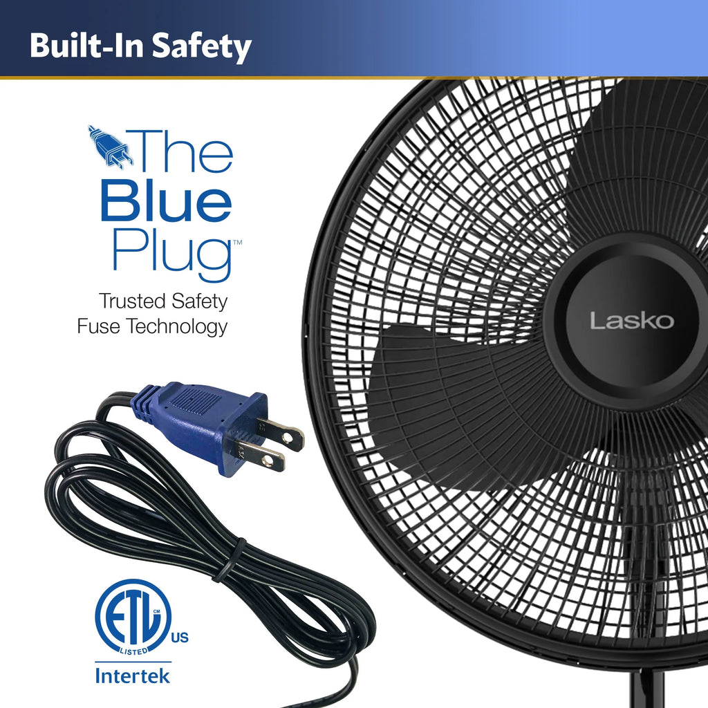 16" Oscillating Adjustable Pedestal Fan with 3-Speeds, 47" H, Black L220188