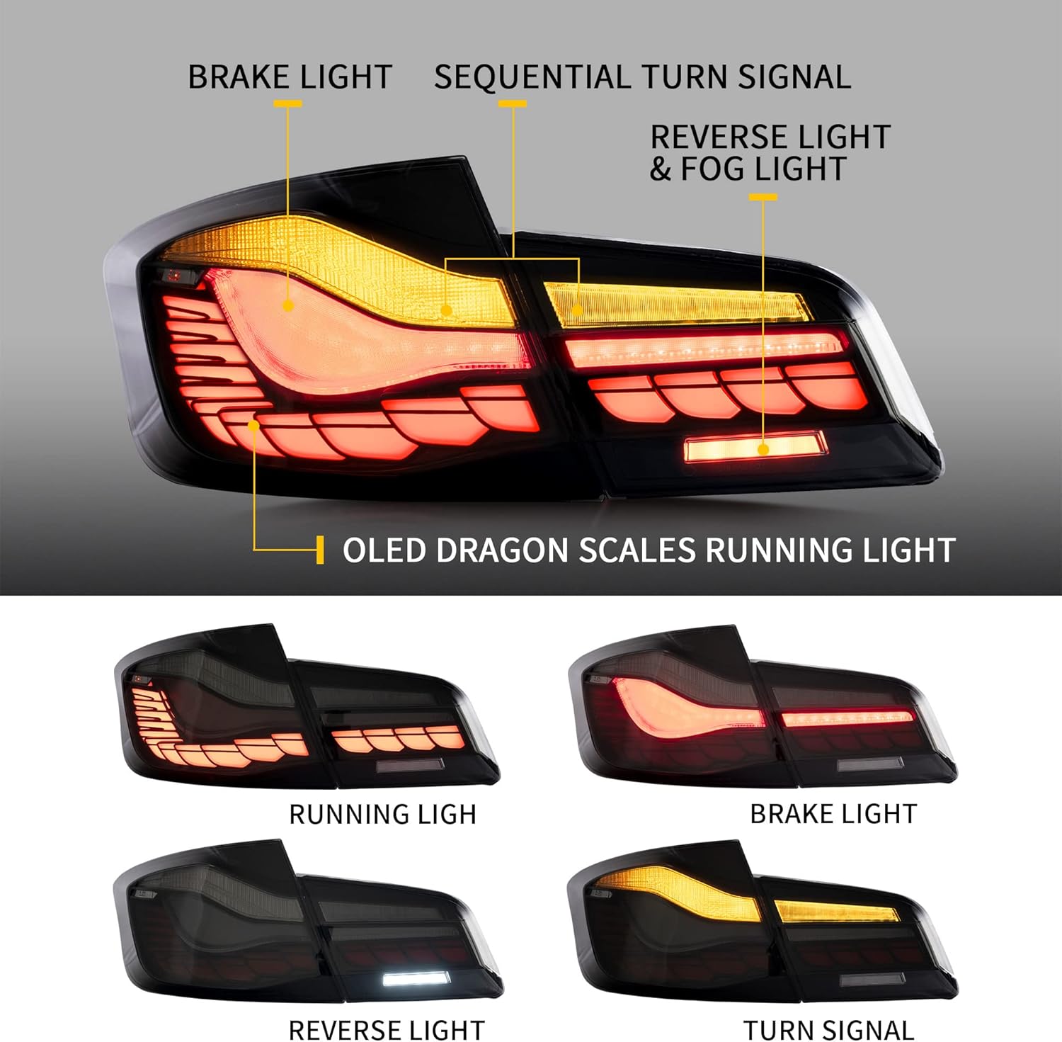 VLAND OLED Smoked Tail Lights F2263