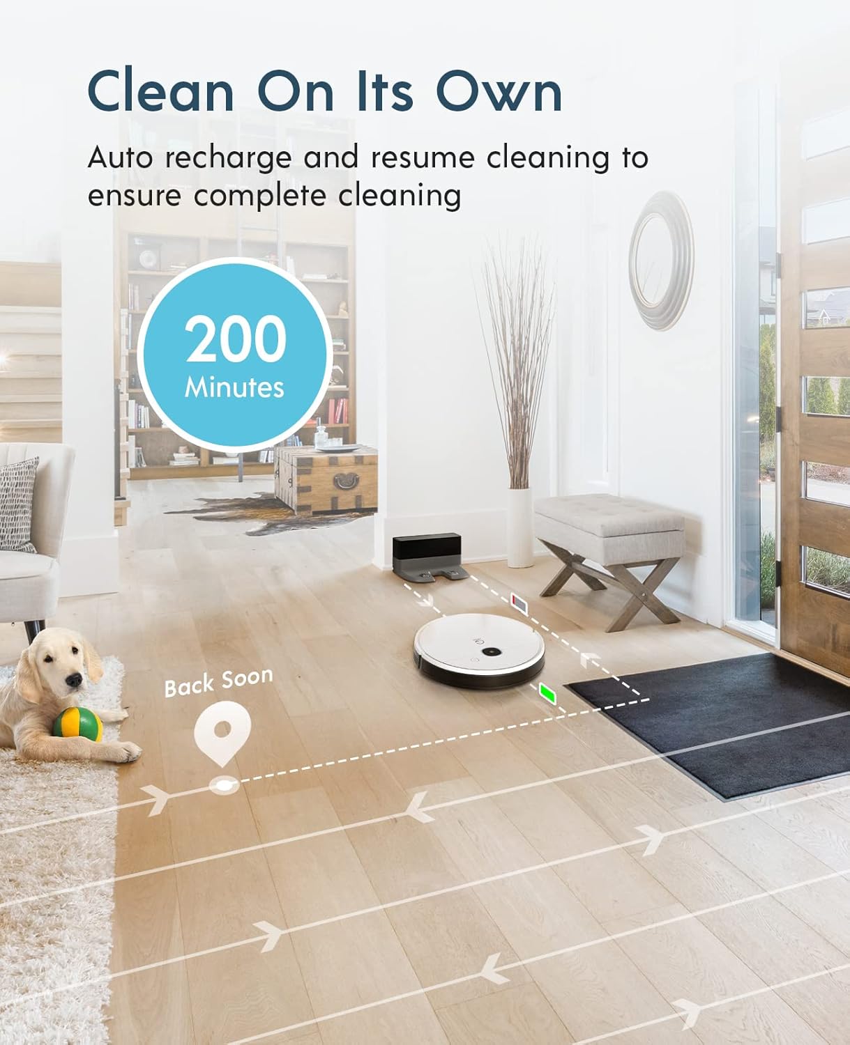 Robot Vacuum and Mop, Self-Emptying, 3000Pa Suction, 200mins Runtime P396500