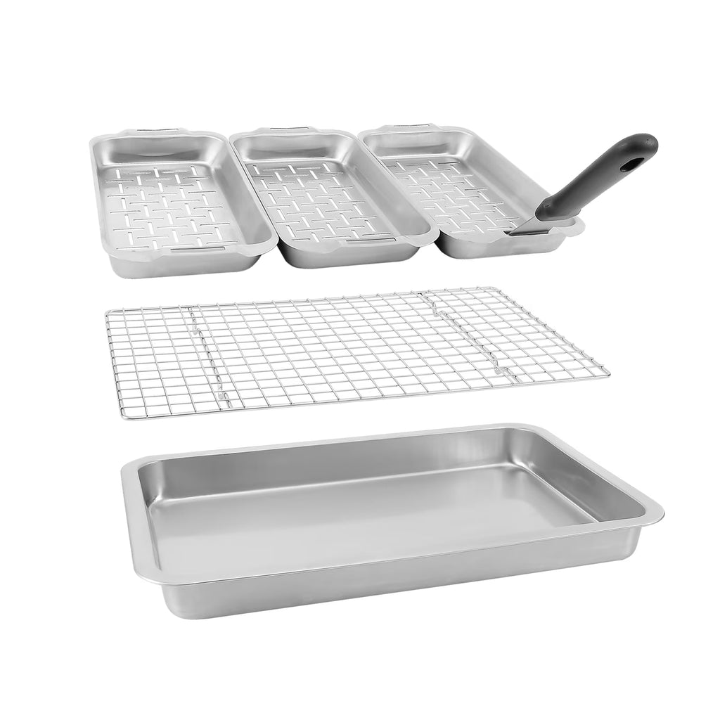 6-Piece Stainless Steel Grill Basket Set with Cooling Rack M467424