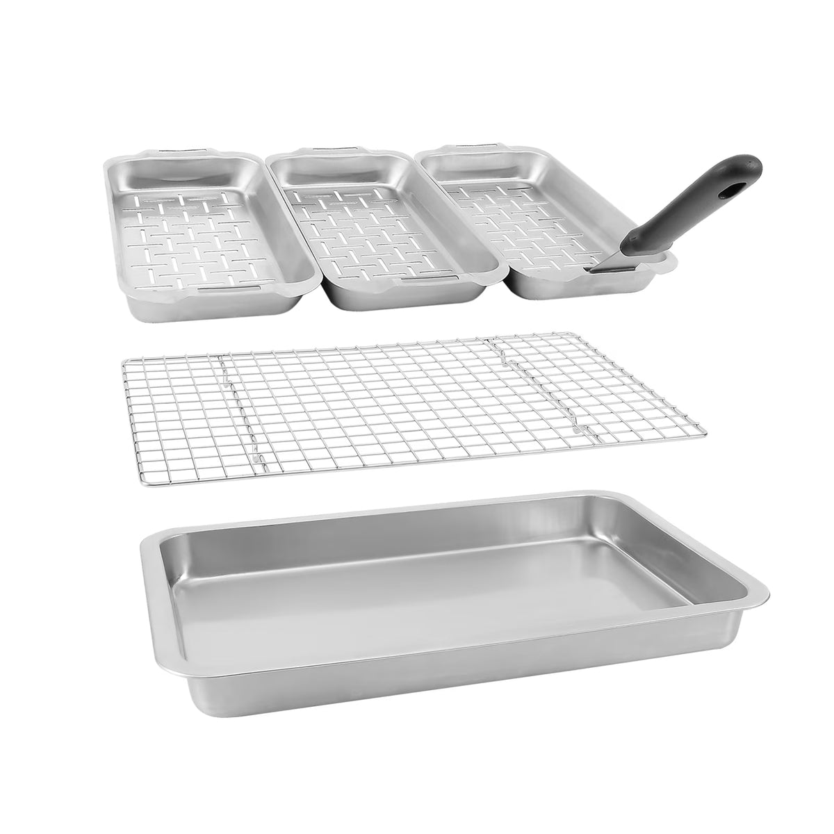 6-Piece Stainless Steel Grill Basket Set with Cooling Rack M467424