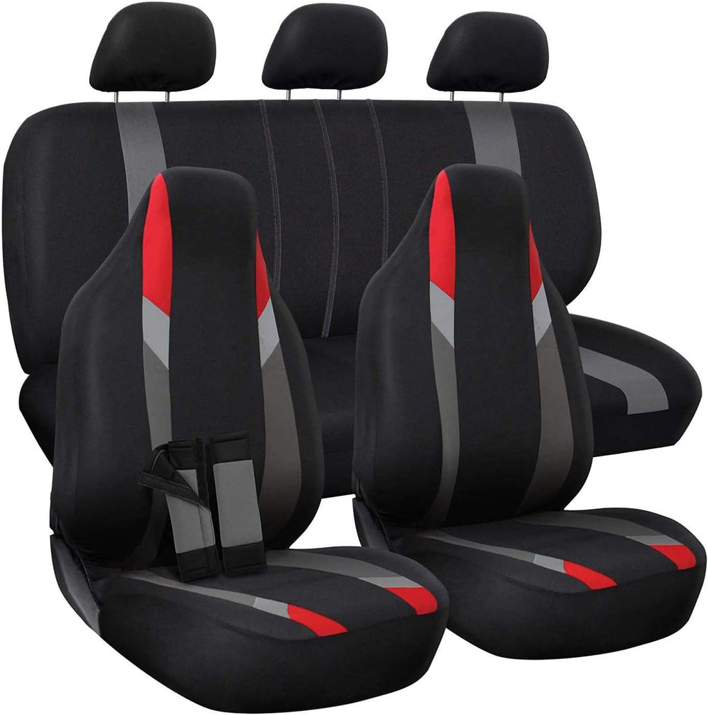 PU Leather Solid Beige Car Seat Cover Full Set S432