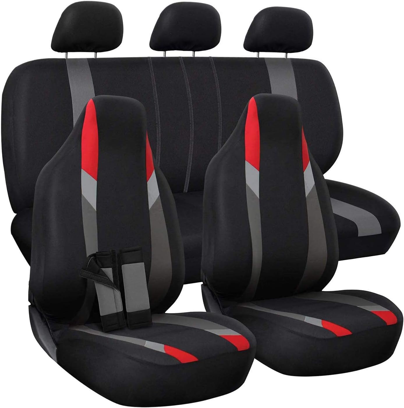 PU Leather Solid Beige Car Seat Cover Full Set S432