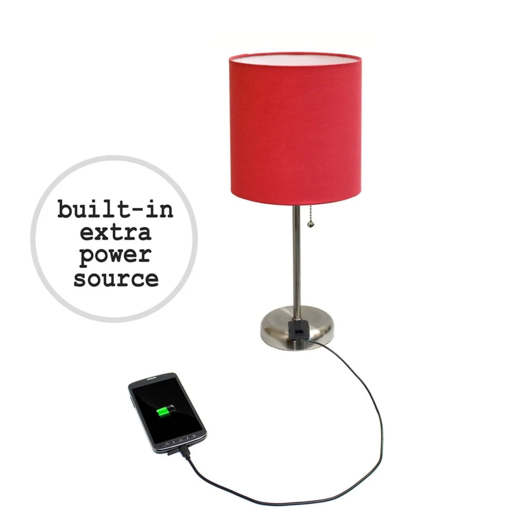 Stick Lamp with Outlet and Fabric Shade Two Pack Set Z1681