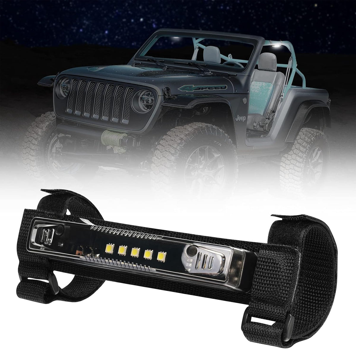 Black Pack of 2 Universal Roll Bar Mount Interior Dome Light C76078
