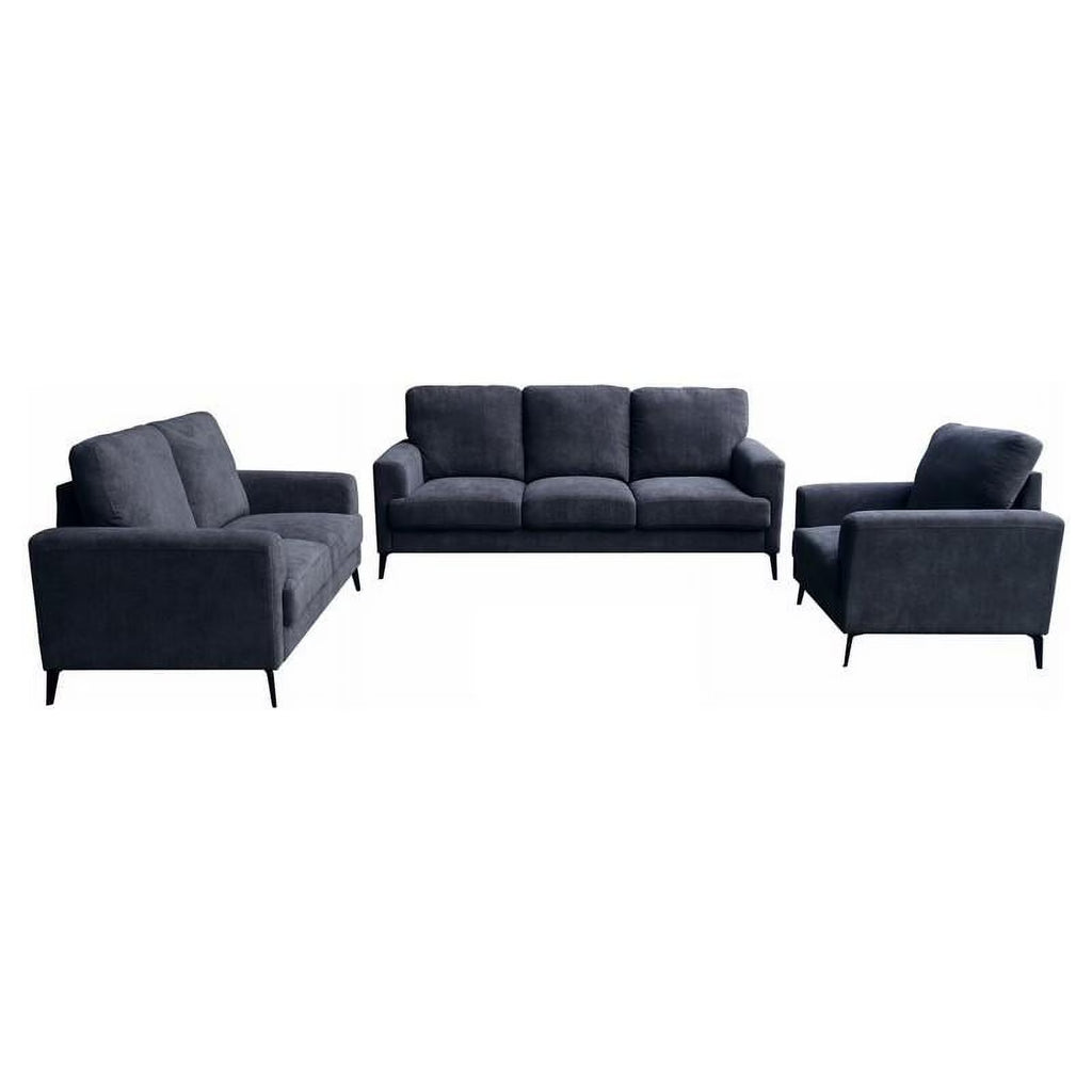 Black Chenille Sofa Loveseat Chair Set V667