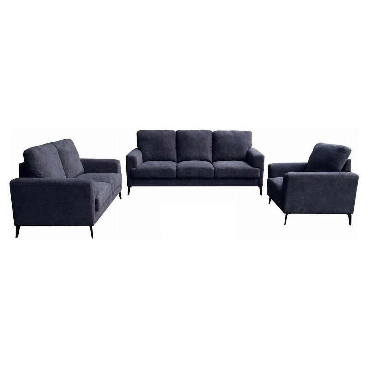 Black Chenille Sofa Loveseat Chair Set V667