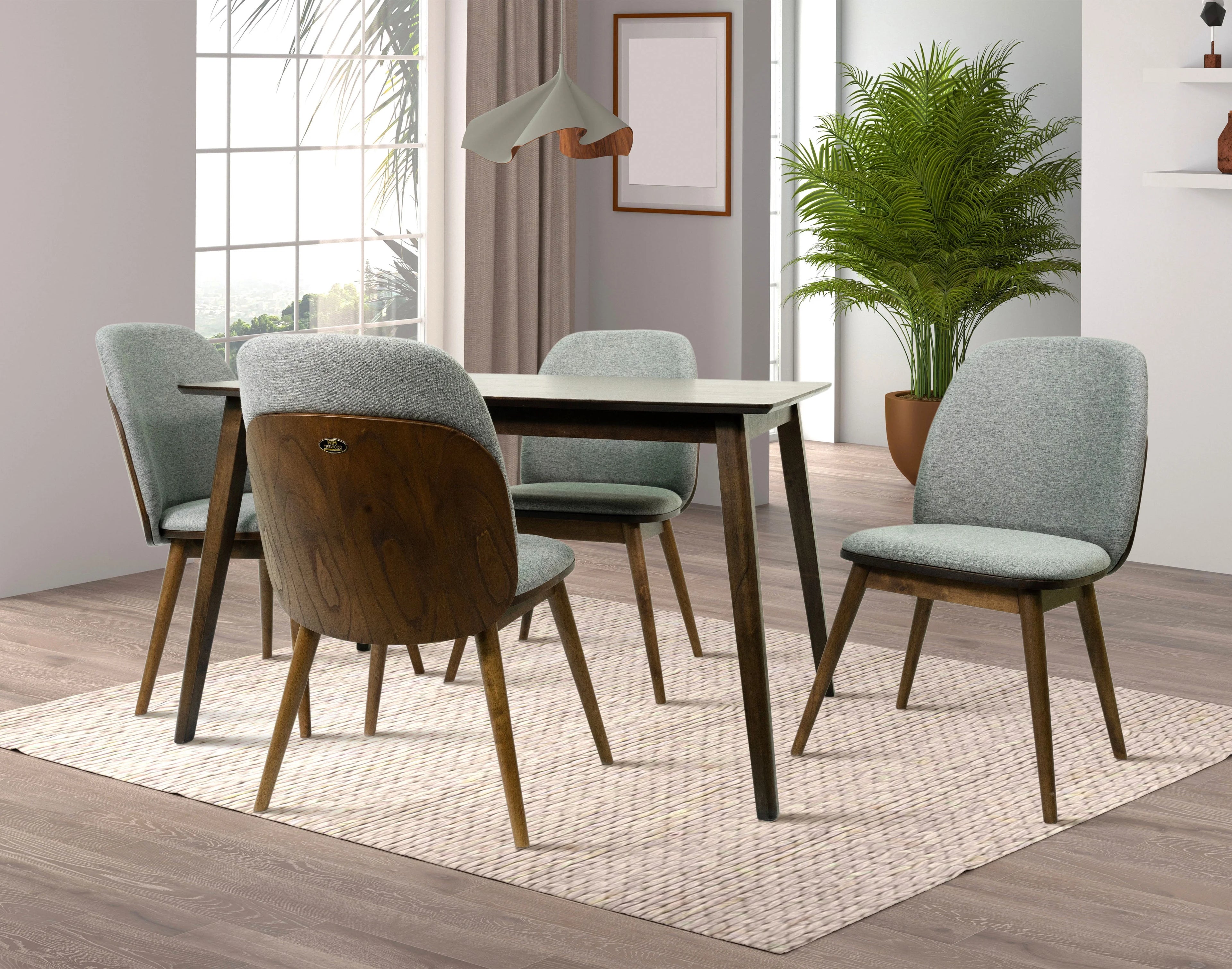 Mid Century Modern Solid Wood Side Chairs (Set of 2) Q48806
