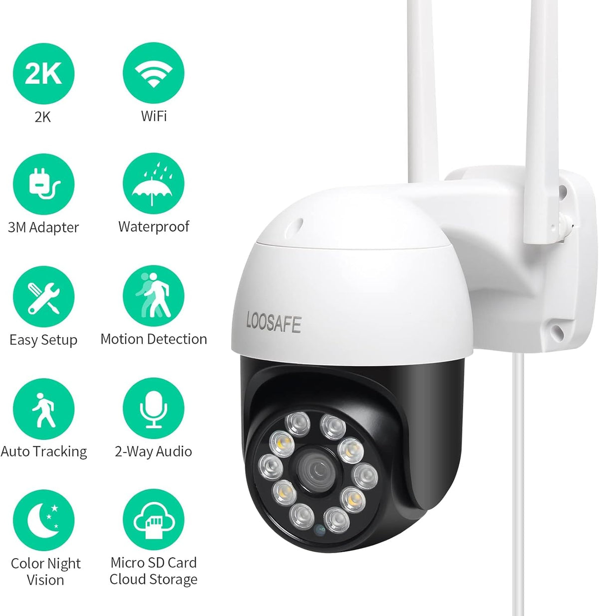 4MP PTZ Wireless Security Camera Outdoor with Spotlights M1441