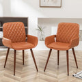 Beige Fabric Bentwood Frame Dining Chairs Set of 2 with Armrest S16676